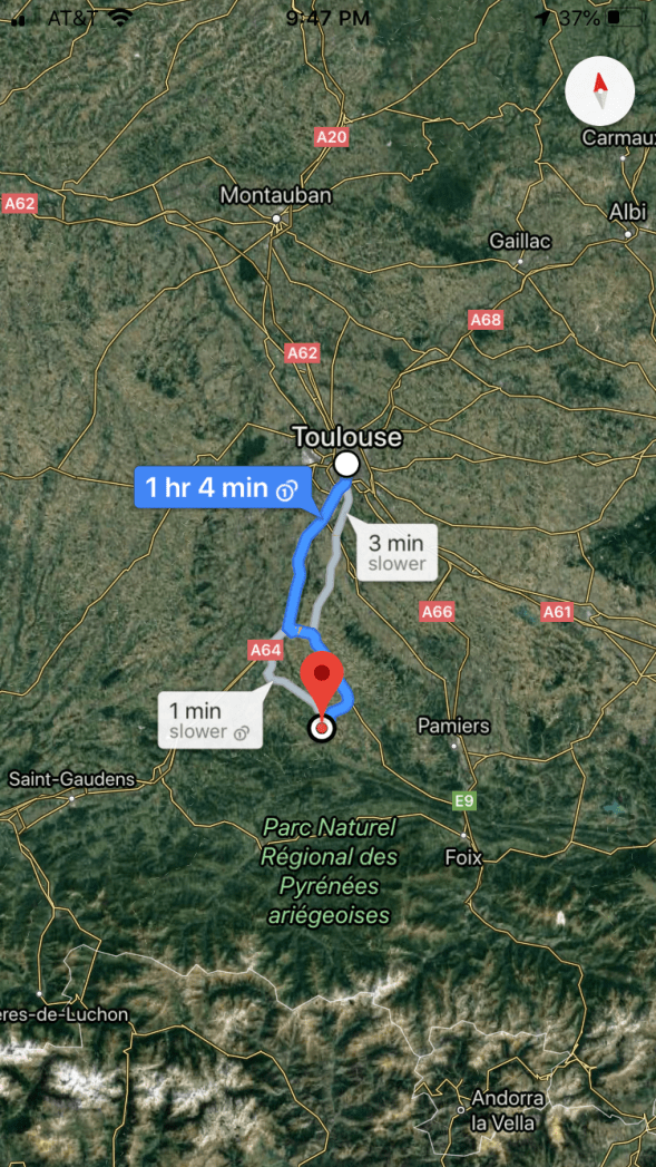 Toulouse to airbnb pyranees